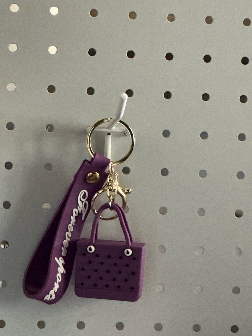 Purple Silicone Mini Handbag Keychain with Wristlet